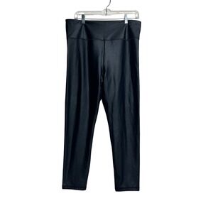Zyia‎ Active Black Metallic Faux Leather High Waisted Leggings 16-18 25" Inseam